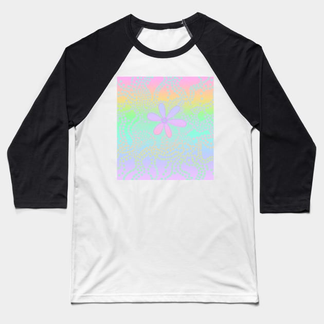 Pastel Rainbow Flower and Dots Baseball T-Shirt by Whoopsidoodle